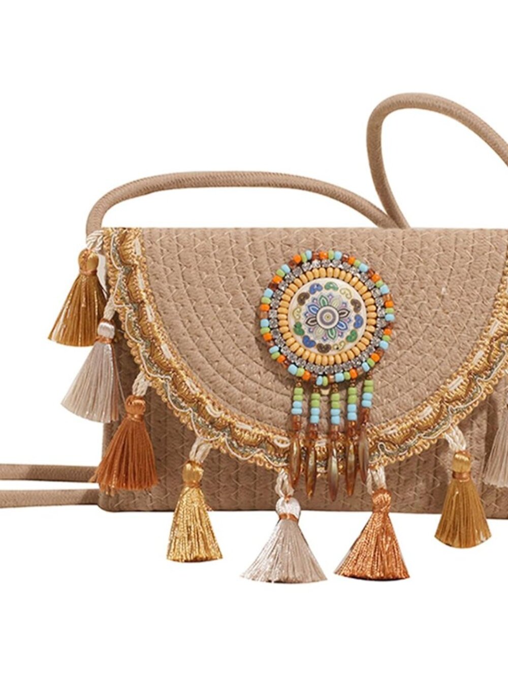 Mandala Bohemian Knitted Envelope Purses Cute Boho Beach Woven Small Shoulder Ba